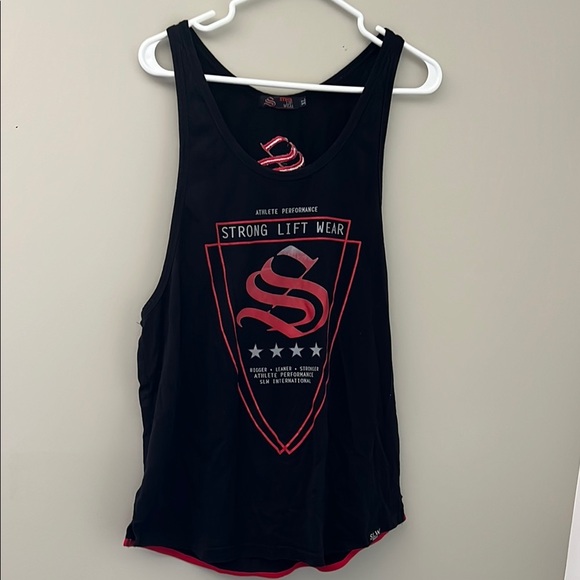 Strong Lift Wear Black Tank Top with Red Accents - Picture 1 of 3